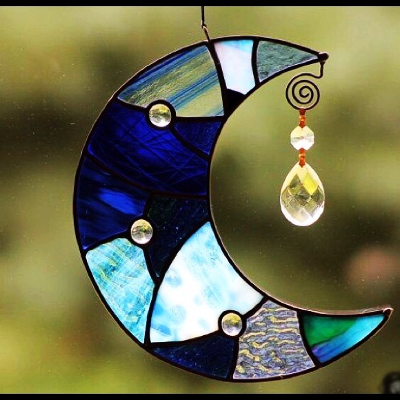 Handcrafted Stained Glass Moon - Picture 1 of 1
